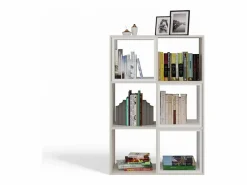 TOPESHOP MARION - Estantería modular con 6 cubos - Librería con 6 compartimentos - 110x30x75 cm - Mueble de almacenaje Beige