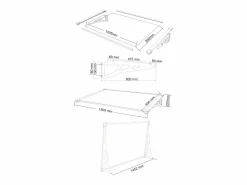 Vente-unique Marquesina de puerta de aluminio 150 x 90 cm inclinado KEPLER Negro Best