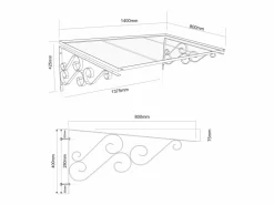 Vente-unique Marquesina|Marquesina de puerta de aluminio L140 x l80 cm inclinado AMBAN