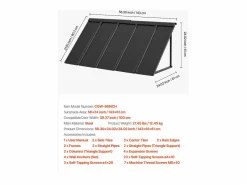Marquesina para Puerta de Entrada SucceBuy, 143 x 61 cm, Marquesina Exterior de Metal, Estructura de Acero, Protección contra la Lluvia, para Puertas de Entrada^ New