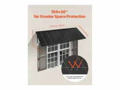 Marquesina|Marquesina SucceBuy para Puerta de Entrada, 264 x 91 cm, Exterior de Metal, Marco de Acero, para Puertas de Entrada, Porches y Balcones
