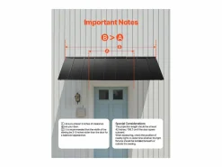 Marquesina|Marquesina SucceBuy para Puerta de Entrada, 264 x 91 cm, Exterior de Metal, Marco de Acero, para Puertas de Entrada, Porches y Balcones