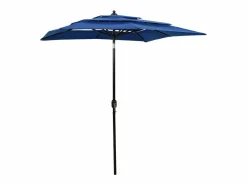 Mart Sombrilla jardín 3 niveles palo de aluminio azul celeste 2x2 m^Garden Furniture Discount