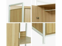 Sweeek Módulo armario con 1 armario, 6 estantes y 1 puerta Blanco Outlet