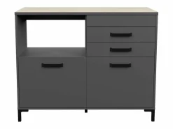 Módulo Cocina Smoke Estilo Industrial Roble 2 Cajones 2 Puertas 118 cm^ Sale