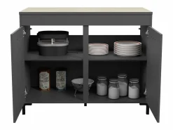 Módulo Cocina Smoke Estilo Industrial Roble 2 Cajones 2 Puertas 118 cm^ Sale
