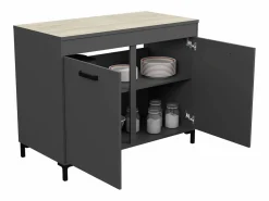 Módulo Cocina Smoke Estilo Industrial Roble 2 Cajones 2 Puertas 118 cm^ Sale