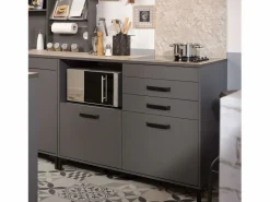 Módulo Cocina Smoke Estilo Industrial Roble 2 Cajones 2 Puertas 118 cm^ Sale