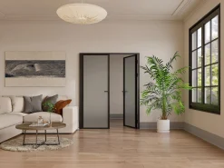 Módulo de puerta reversible de aluminio y cristal esmerilado - 2 x Al 204 x An 73 cm - LOXTON^Vente-unique Best