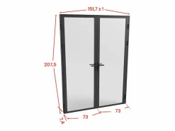 Módulo de puerta reversible de aluminio y cristal esmerilado - 2 x Al 204 x An 73 cm - LOXTON^Vente-unique Best