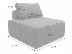 Sweeek Módulo para sofá modular de pana, 1 plaza Crema New