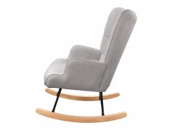 Sillón Balancín|Mecedora - Sillón orejero tapizado - Patas de metal y madera maciza - Terciopelo Teddy