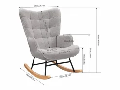 Sillón Balancín|Mecedora - Sillón orejero tapizado - Patas de metal y madera maciza - Terciopelo Teddy