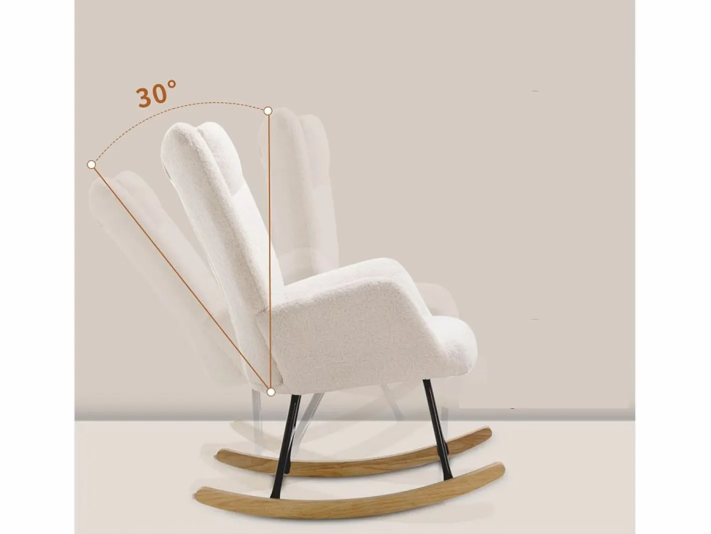 ModernLuxe Mecedora - sillón relax para salón - acolchado con felpa Teddy - con reposacabezas y reposapiés - base de madera - Blanco Online