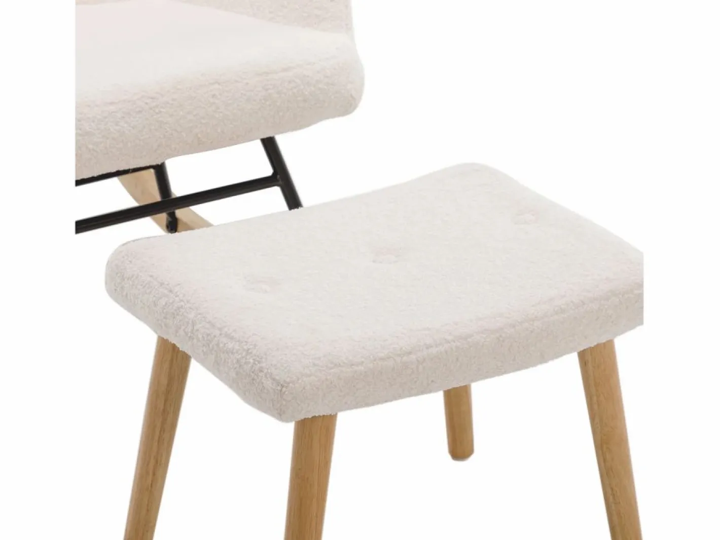ModernLuxe Mecedora - sillón relax para salón - acolchado con felpa Teddy - con reposacabezas y reposapiés - base de madera - Blanco Online