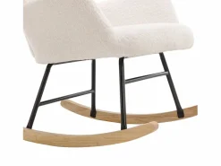 ModernLuxe Mecedora - sillón relax para salón - acolchado con felpa Teddy - con reposacabezas y reposapiés - base de madera - Blanco Online