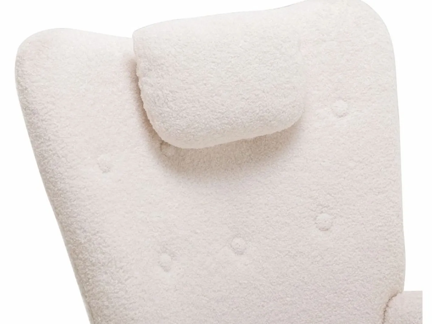 ModernLuxe Mecedora - sillón relax para salón - acolchado con felpa Teddy - con reposacabezas y reposapiés - base de madera - Blanco Online