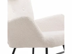 ModernLuxe Mecedora - sillón relax para salón - acolchado con felpa Teddy - con reposacabezas y reposapiés - base de madera - Blanco Online