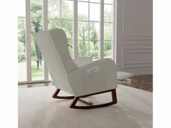 Mecedora, Algodón y lino - con reposabrazos de bolsillo - Patas de madera maciza - con patas telescópicas -^ Hot
