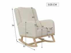 Sillón Balancín|Mecedora con base y respaldo de madera, Sillón relax para salón, Lino,