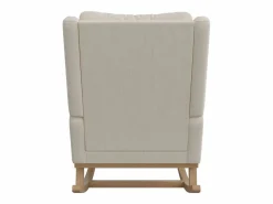 Sillón Balancín|Mecedora con base y respaldo de madera, Sillón relax para salón, Lino,