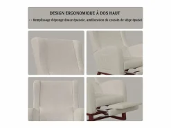 Sillón Balancín|Mecedora con reposapiernas retráctil y respaldo alto de madera maciza - Mecedora para salón y dormitorio, carga hasta 150 kg -