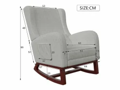 Mecedora con reposapiernas retráctil y respaldo alto de madera maciza - Mecedora para salón y dormitorio, carga hasta 150 kg -^ Clearance