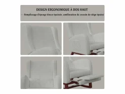 Mecedora con reposapiernas retráctil y respaldo alto de madera maciza - Mecedora para salón y dormitorio, carga hasta 150 kg -^ Clearance