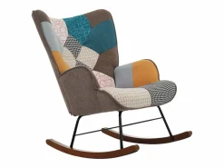 Merax Mecedora con reposapiés - 69,5 x 50 x 88,5 cm - Esponja + fibras de polipropileno - Multicolor Outlet
