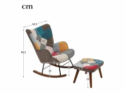 Merax Mecedora con reposapiés - 69,5 x 50 x 88,5 cm - Esponja + fibras de polipropileno - Multicolor Outlet
