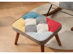 Merax Mecedora con reposapiés - 69,5 x 50 x 88,5 cm - Esponja + fibras de polipropileno - Multicolor Outlet