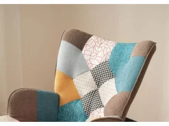 Merax Mecedora con reposapiés - 69,5 x 50 x 88,5 cm - Esponja + fibras de polipropileno - Multicolor Outlet