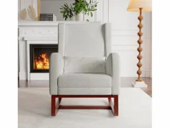 Sillón Balancín|Mecedora con reposapiés, patas de madera maciza antideslizantes, mecedora,