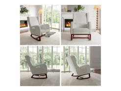 Sillón Balancín|Mecedora con reposapiés, patas de madera maciza antideslizantes, mecedora,