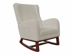 Mecedora con reposapiés, patas de madera maciza antideslizantes, mecedora, Beige Online