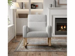 Mecedora con respaldo - bolsillos laterales - forro polar suave - Gris Outlet