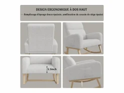 Mecedora con respaldo - bolsillos laterales - forro polar suave - Gris Outlet