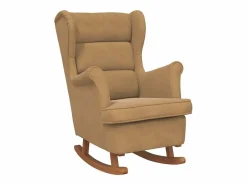 Mecedora con respaldo alto de terciopelo marrón y madera maciza^vidaxl Outlet