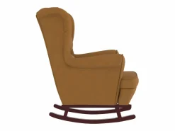 Mecedora con respaldo alto de terciopelo marrón y madera maciza^vidaxl Outlet