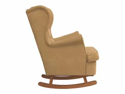 Mecedora con respaldo alto de terciopelo marrón y madera maciza^vidaxl Outlet