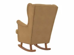 Mecedora con respaldo alto de terciopelo marrón y madera maciza^vidaxl Outlet
