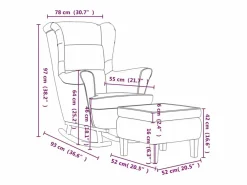 vidaxl Mecedora con respaldo alto de terciopelo y madera maciza Rosa Clearance