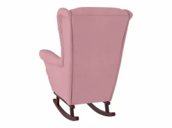 vidaxl Mecedora con respaldo alto de terciopelo y madera maciza Rosa Clearance