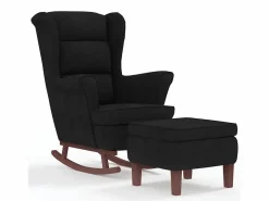 vidaxl Sillón Balancín|Mecedora con respaldo alto de terciopelo y madera maciza