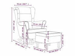 vidaxl Sillón Balancín|Mecedora con respaldo alto de terciopelo y madera maciza