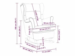Mecedora con respaldo alto de terciopelo y madera maciza^vidaxl Sale