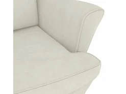 vidaxl Mecedora con respaldo alto de terciopelo y madera maciza Crema New