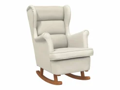 vidaxl Mecedora con respaldo alto de terciopelo y madera maciza Crema