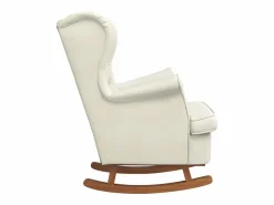 vidaxl Mecedora con respaldo alto de terciopelo y madera maciza Crema