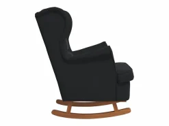 vidaxl Mecedora con respaldo alto de terciopelo y madera maciza Negro Online